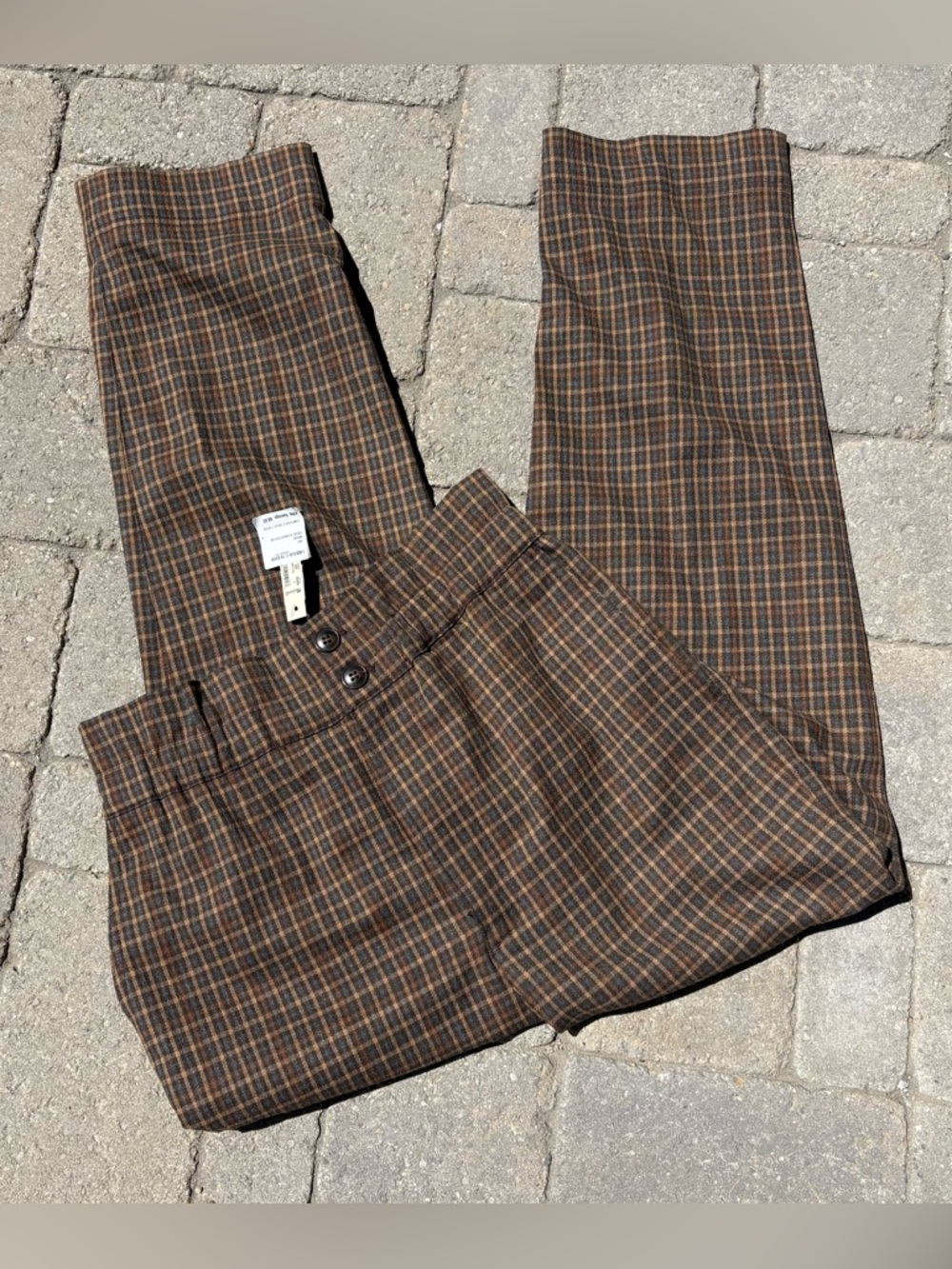 Madewell Brown Plaid High-Rise Trousers in Grove Houndstooth Seed - Picture 2 of 8